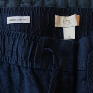 LOFT outlet linen navy pants NWT